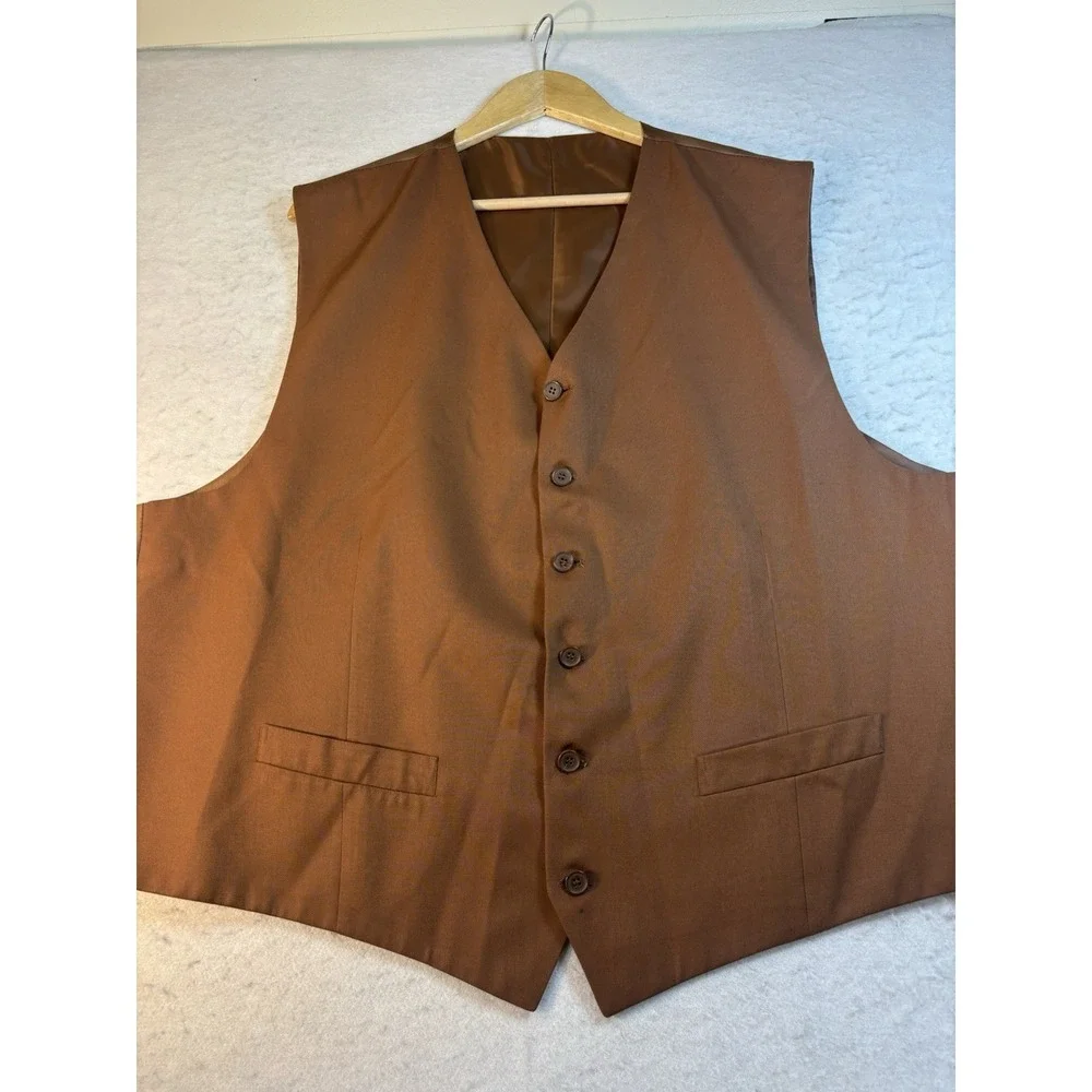 SoHo Collection Suit Jacket & Vest 54R Big & Tall Poly Blend Rust